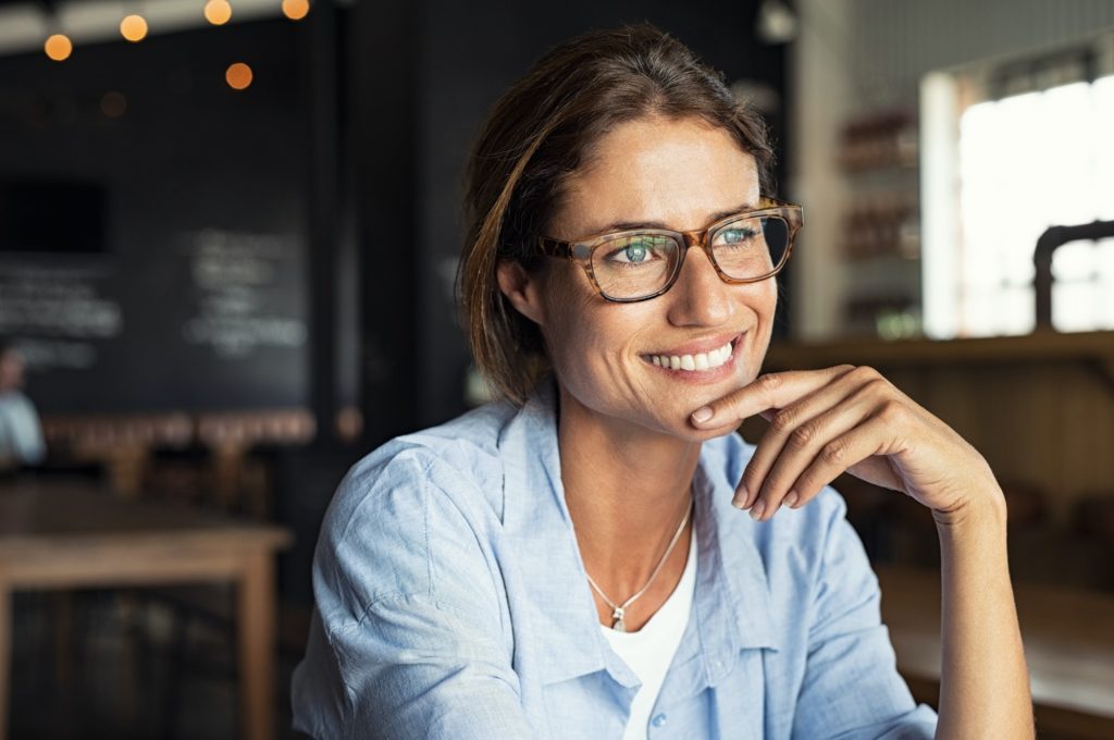 Smiling woman wearing spectacles